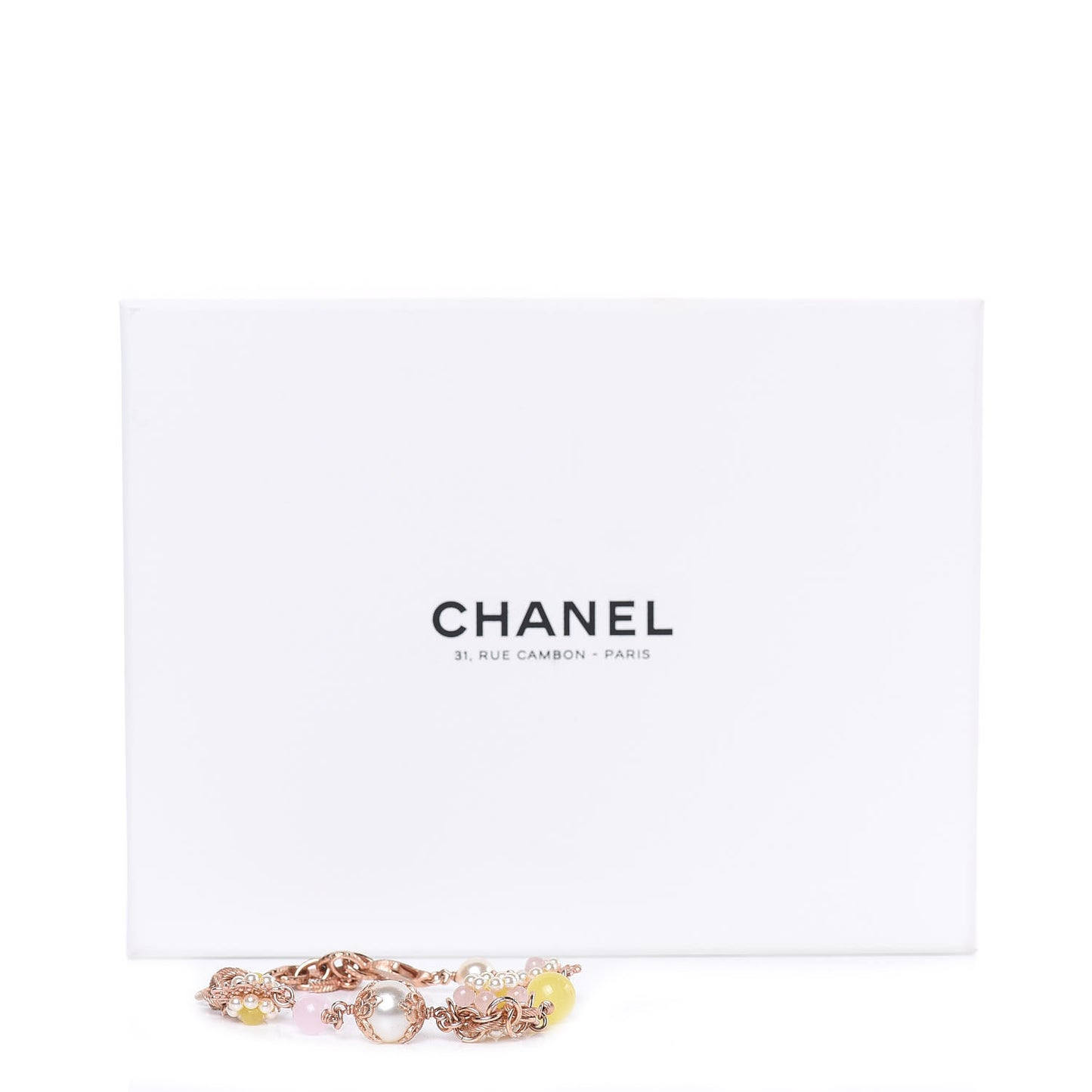 Pearl Beaded CC Bracelet Rose Gold Pink