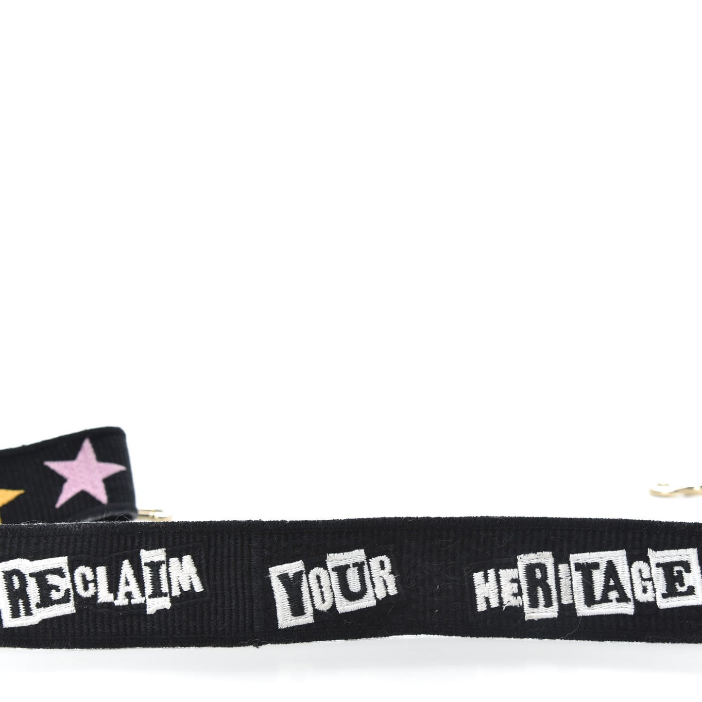 X JAMIE REID Canvas Embroidered Rockstud Guitar Strap Black