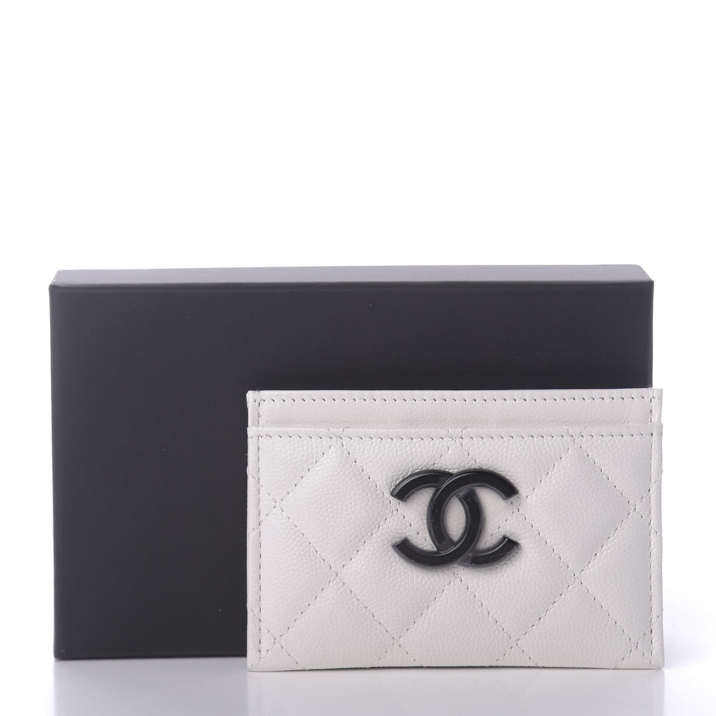 Caviar Quilted My Everything Card Holder White Black