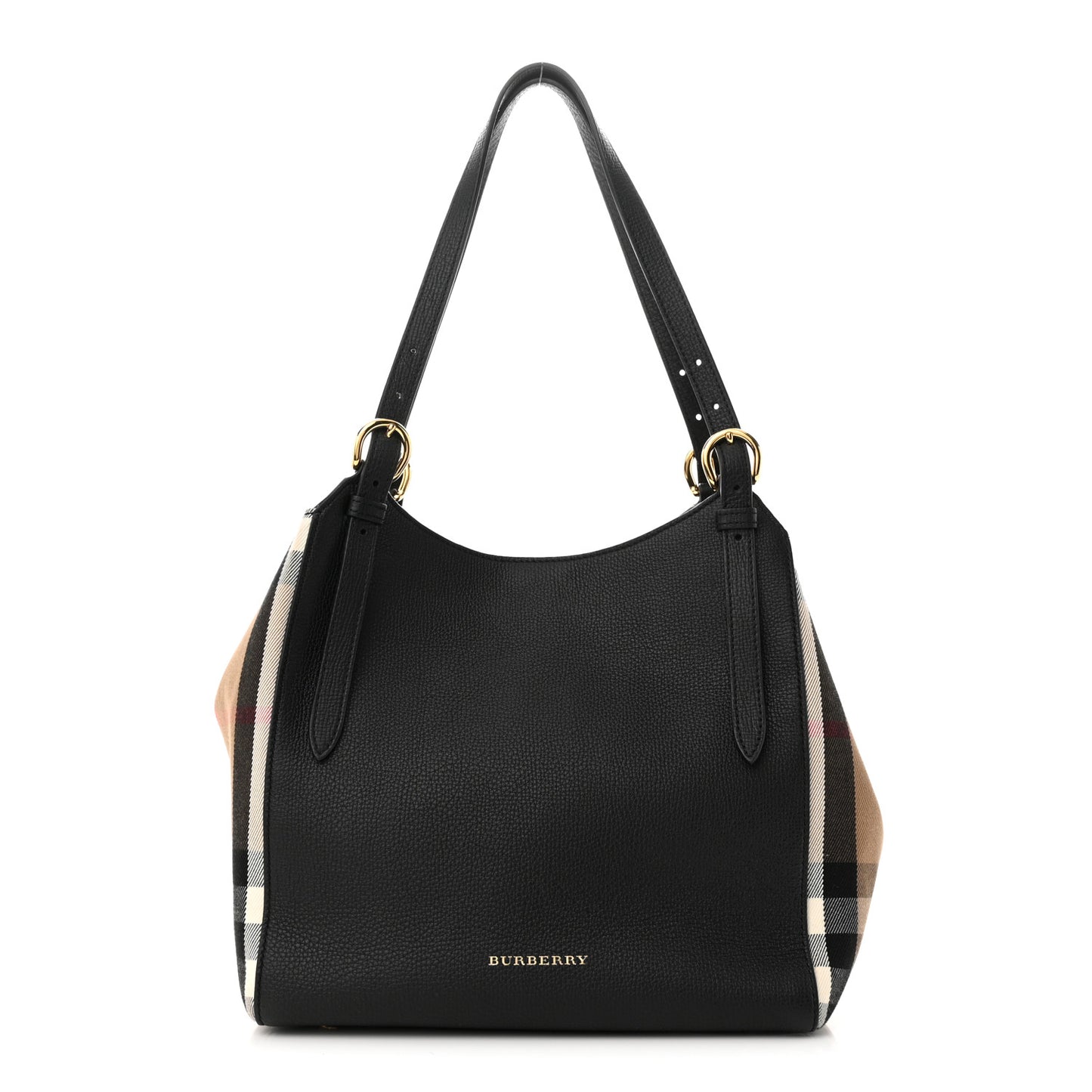 Grainy Calfskin House Check Small Canterbury Black