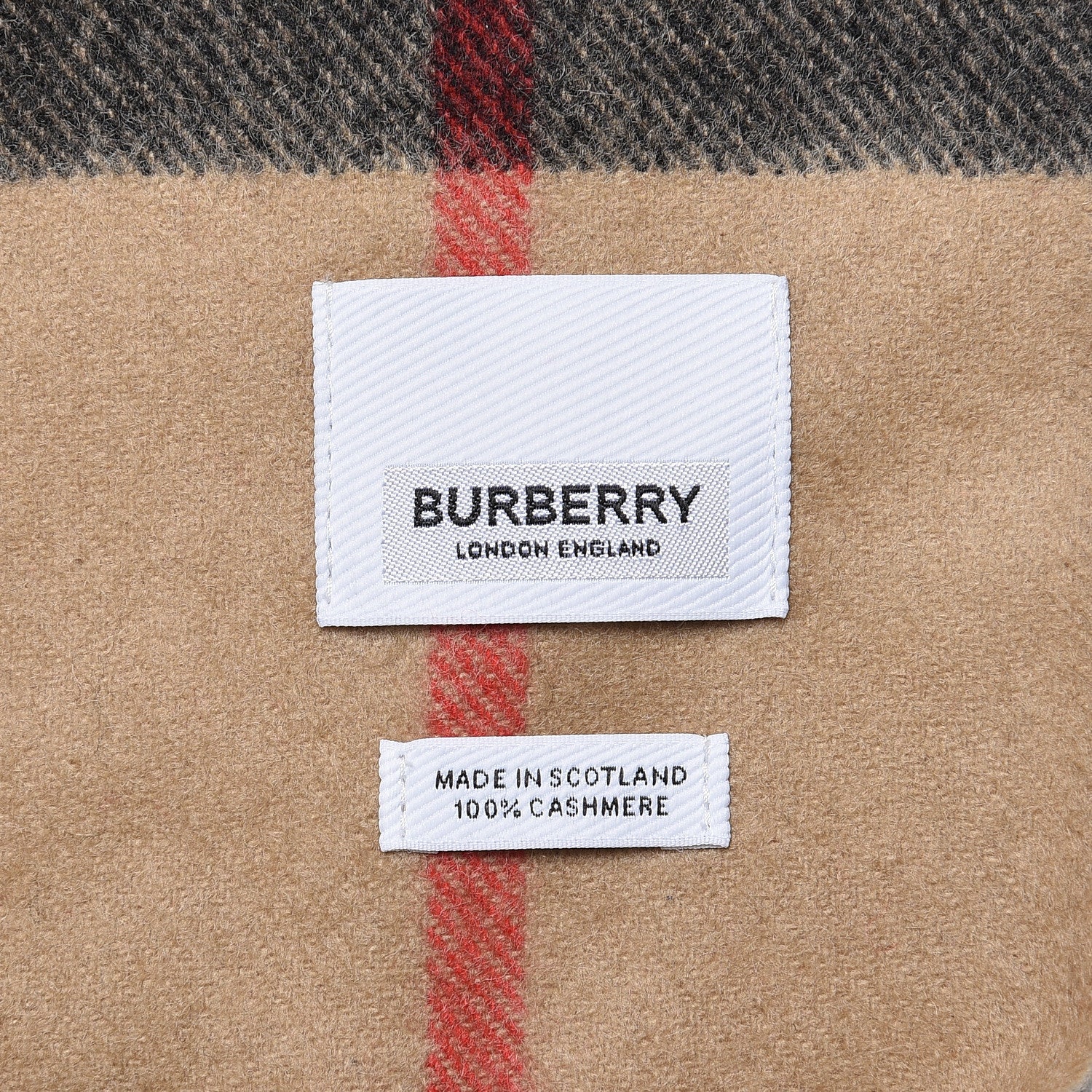 Burberry Cashmere Giant Check Fringe Scarf Archive Beige 4 of 5
