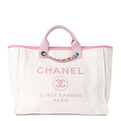 Chanel Woven Straw Raffia Medium Deauville Tote Pink 1 of 9