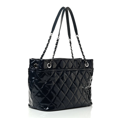 Chanel Patent Quilted Timeless CC Soft Tote Navy 2 of 11
