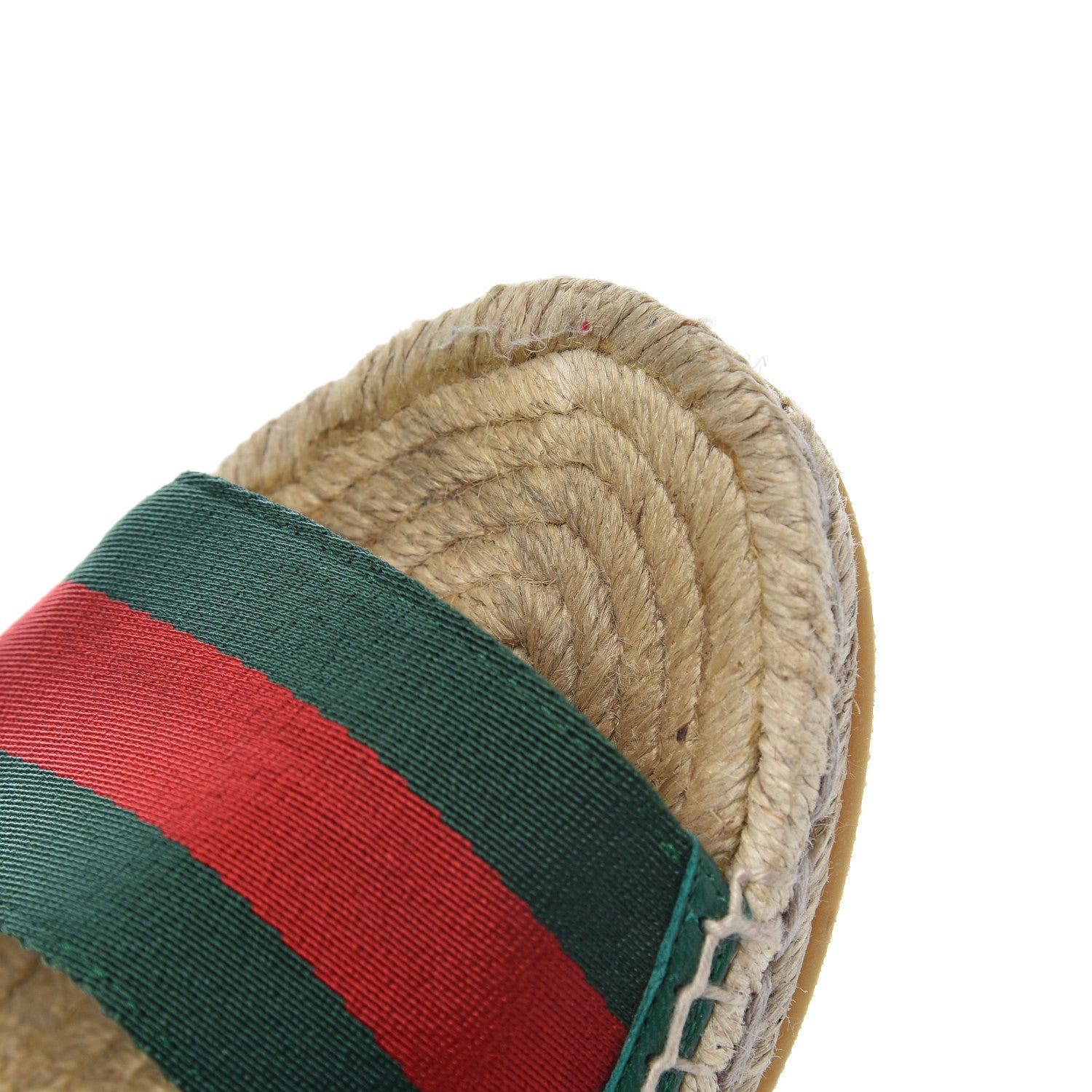 Gucci Canvas Malaga Kid Web Ankle Wrap Espadrille Wedge Sandals 40 Green Red Mystic White Emerald 18 of 19