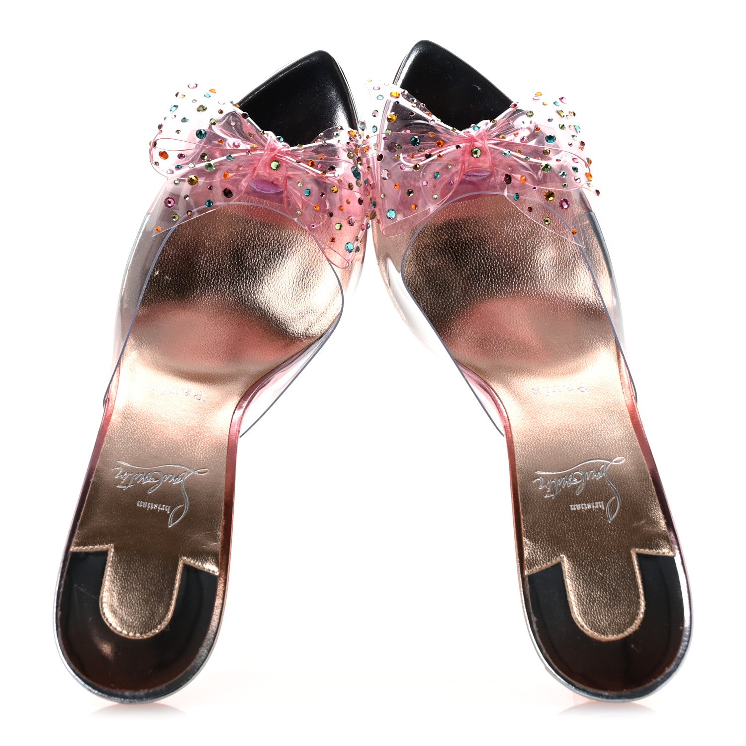 Christian Louboutin PVC Crystal Aqua Strass 80 Mules 41 Silver Multicolor 2 of 9