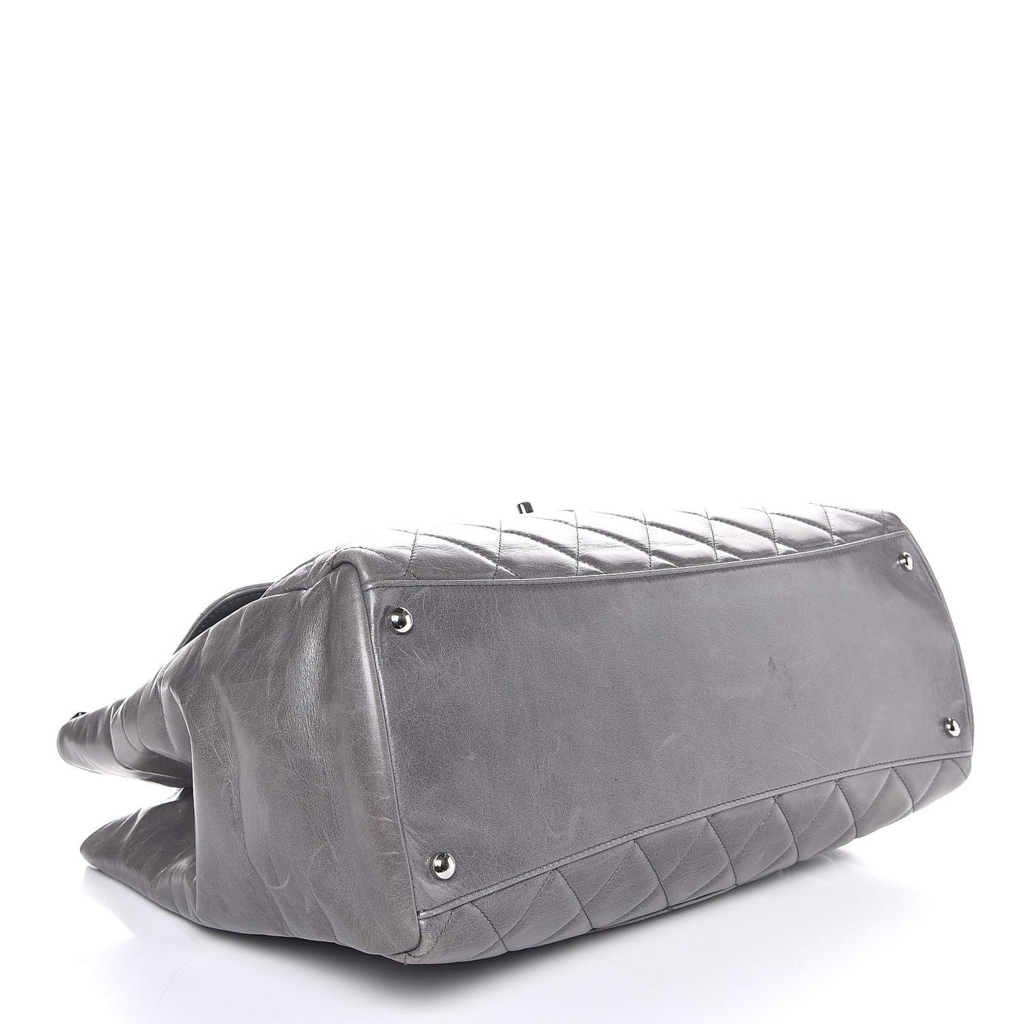 Glazed Calfskin Quilted Large CC Delivery Tote Grey