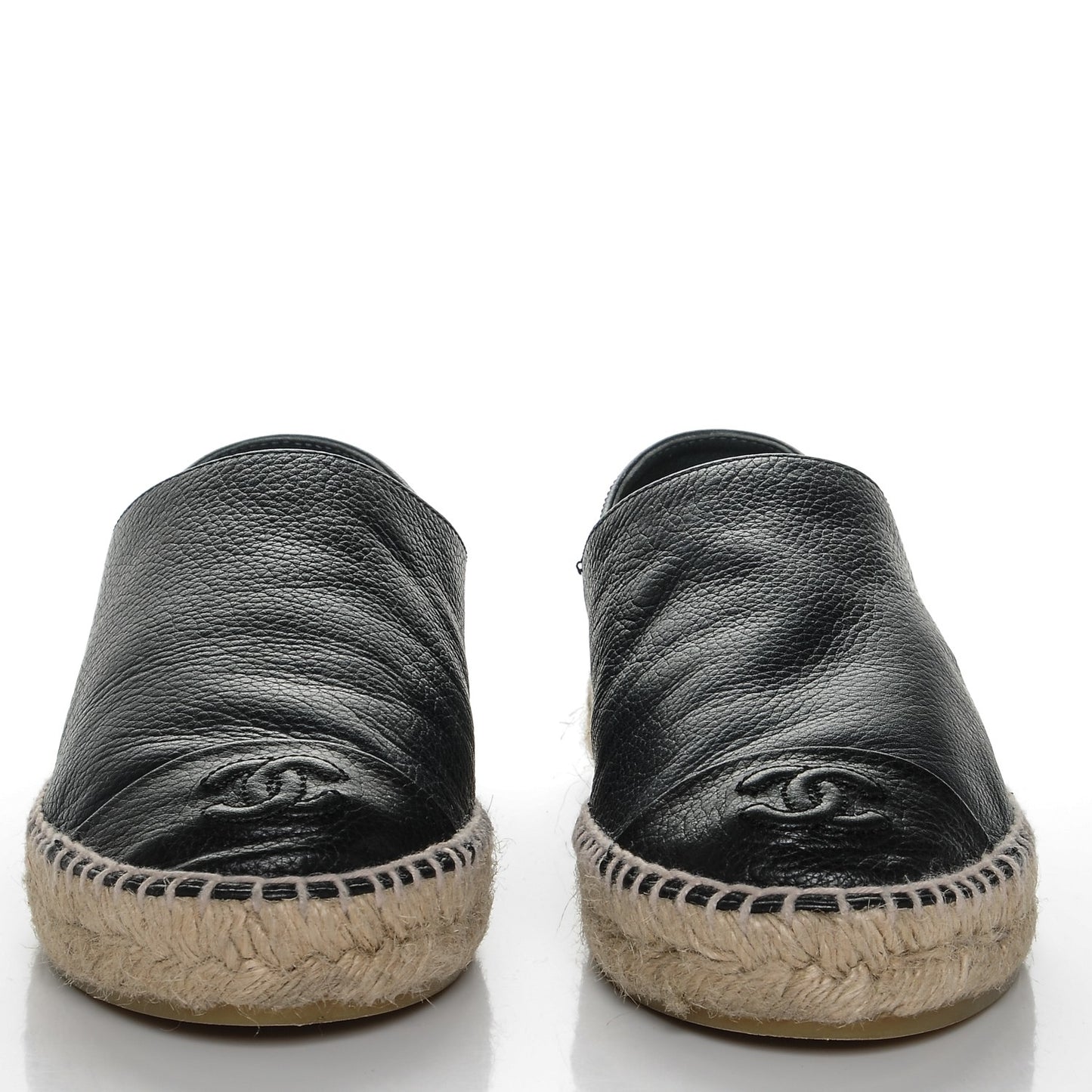 Grained Calfskin CC Espadrilles 37 Navy Black
