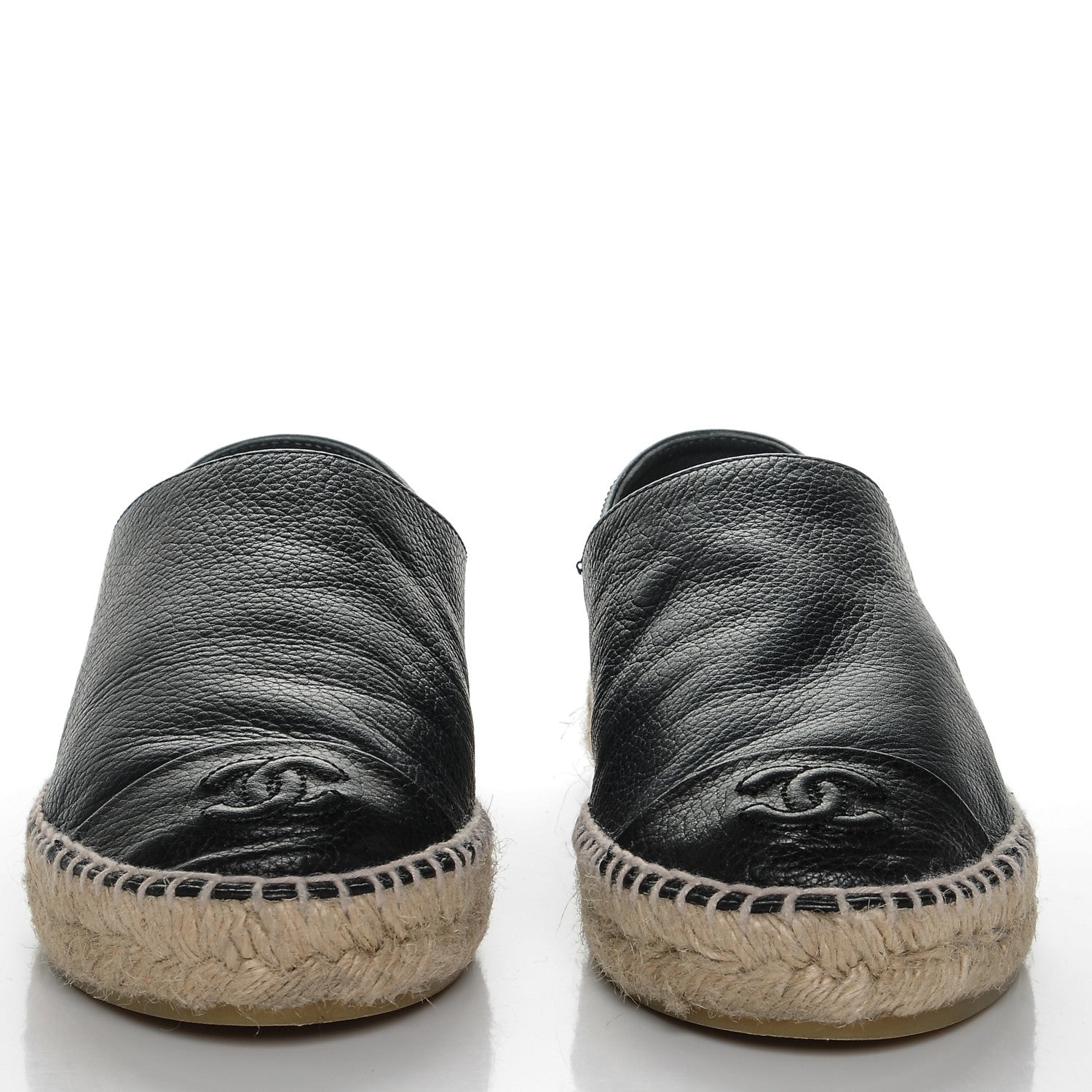 Chanel Grained Calfskin CC Espadrilles 37 Navy Black 4 of 11