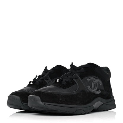 Chanel Fabric Calfskin Suede CC Sneakers 39 Black 3 of 9