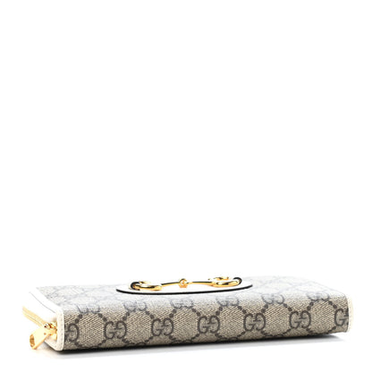 Gucci GG Supreme Monogram Azalea Calfskin Horsebit 1955 Zip Around Wallet Beige Ebony Mystic White 5 of 15