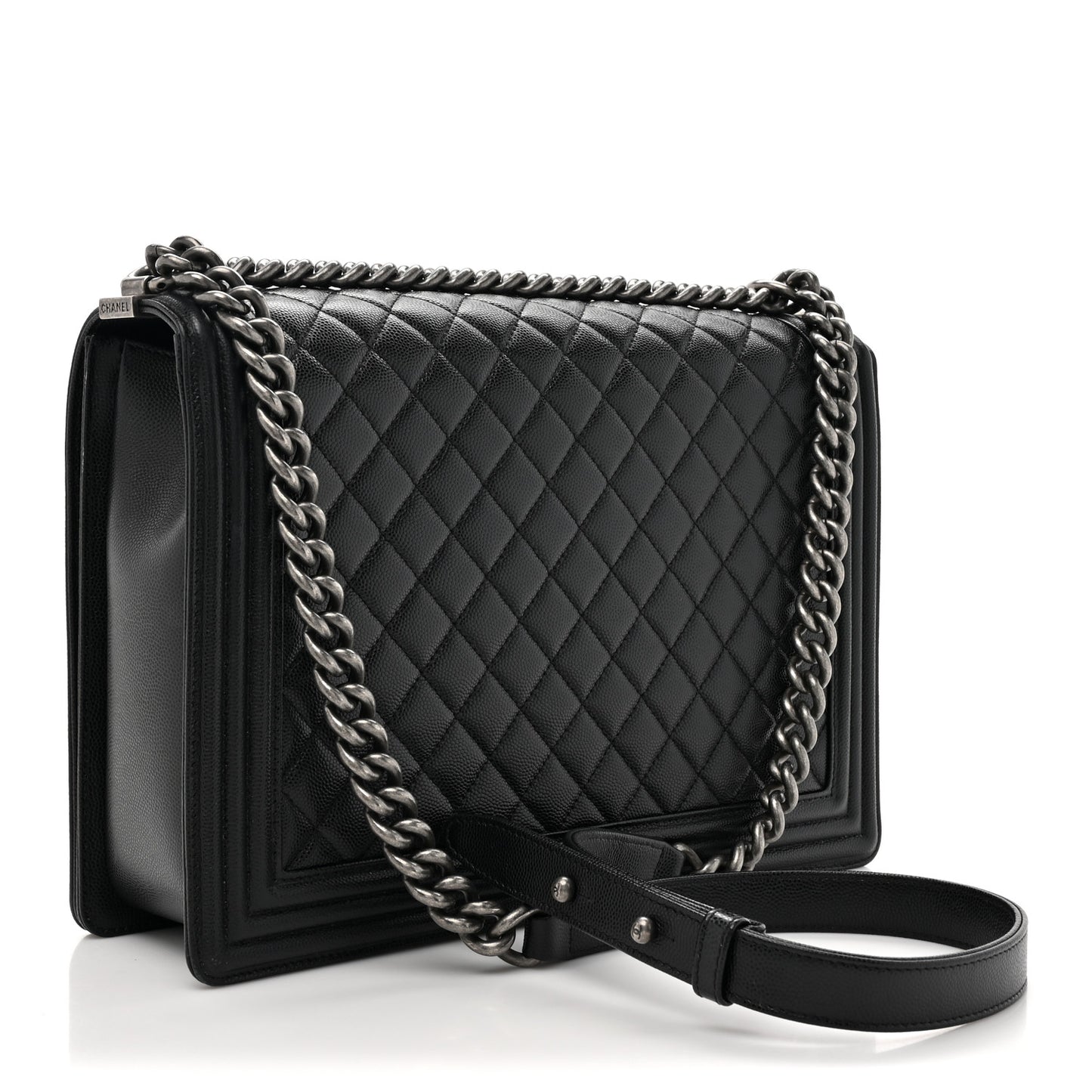Caviar Quilted Large Boy Flap Black