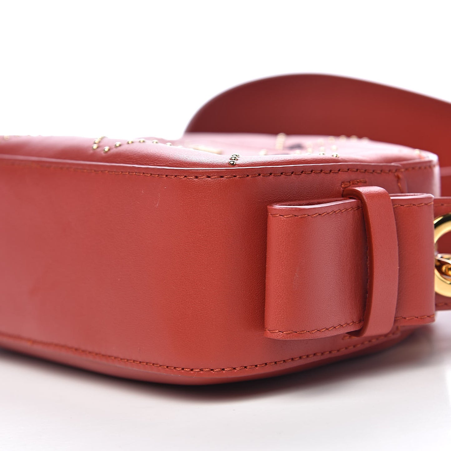 Smooth Calfskin Little Horses Embroidered Shoulder Bag Earthy Red