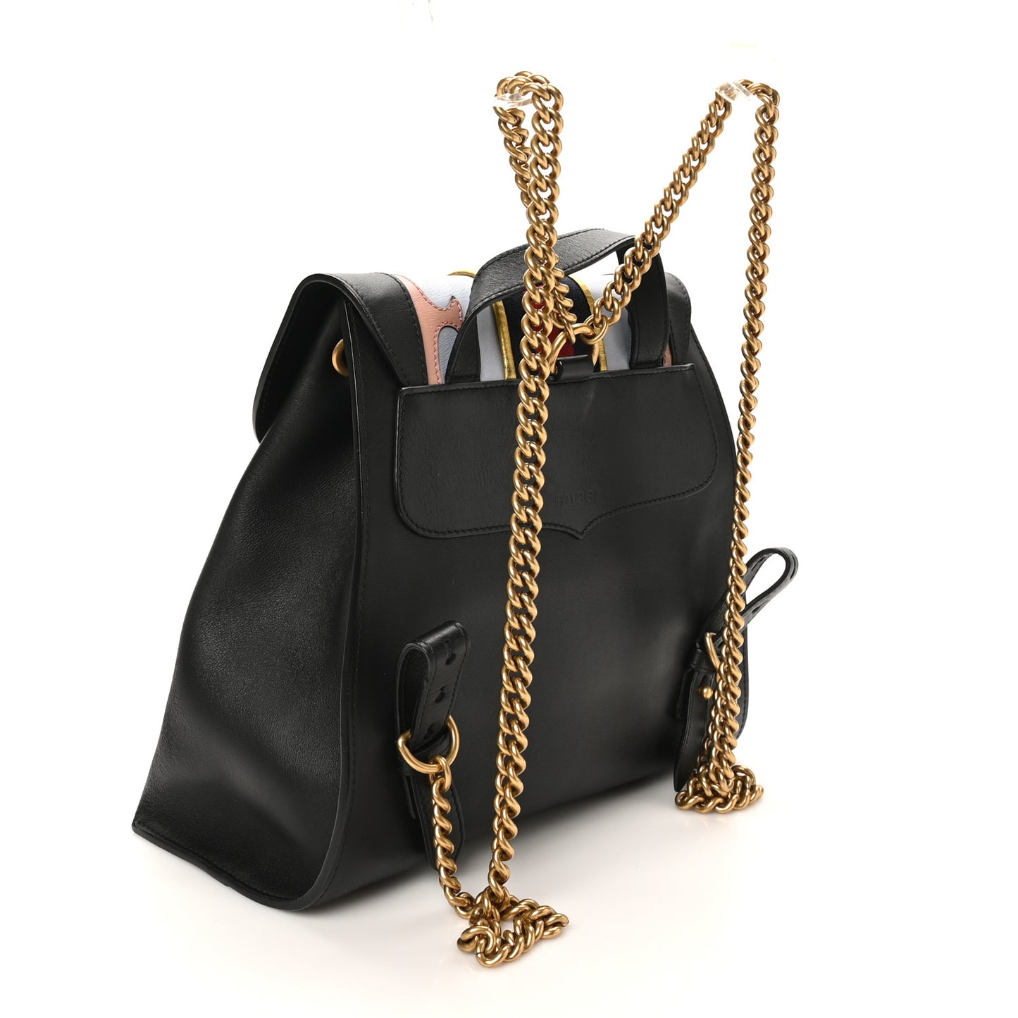 Calfskin Web GG Marmont Flap Chain Backpack Black