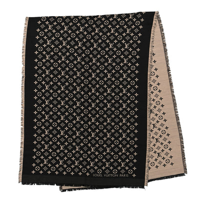 Louis Vuitton Wool Silk Monogram So LV Chale Beige Black 2 of 5