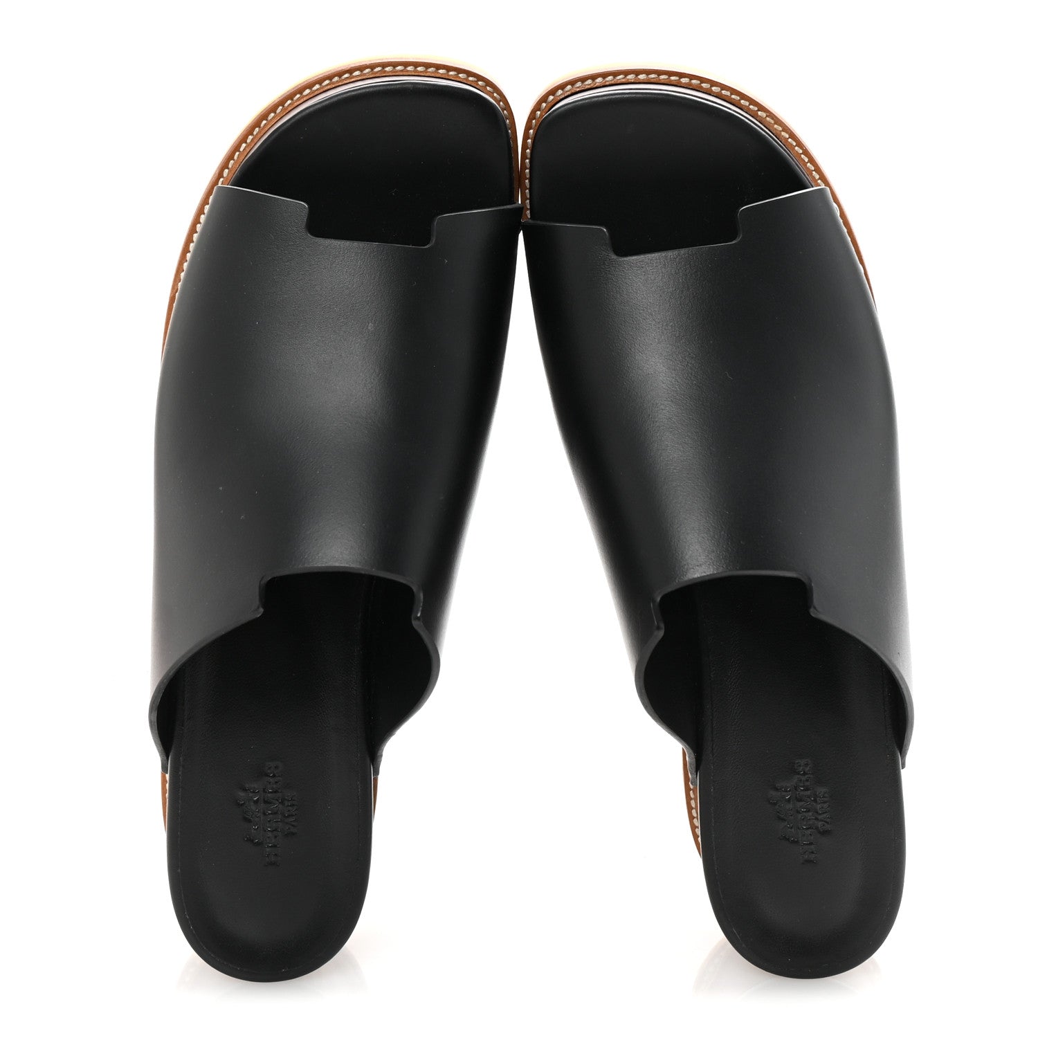 Hermes Calfskin Ellipse Sandals 40 Black 2 of 9