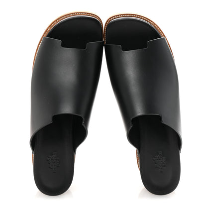 Hermes Calfskin Ellipse Sandals 40 Black 2 of 9