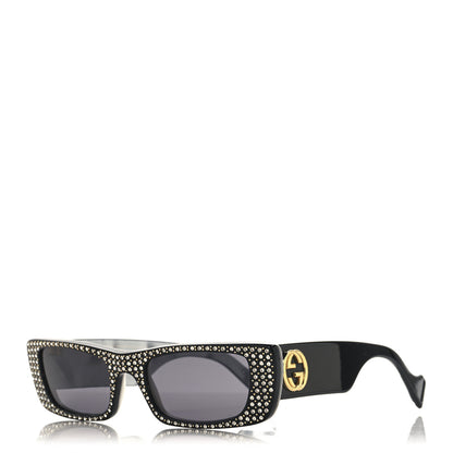 Gucci Acetate Rectangular Crystal Sunglasses GG0516S Black 1 of 7