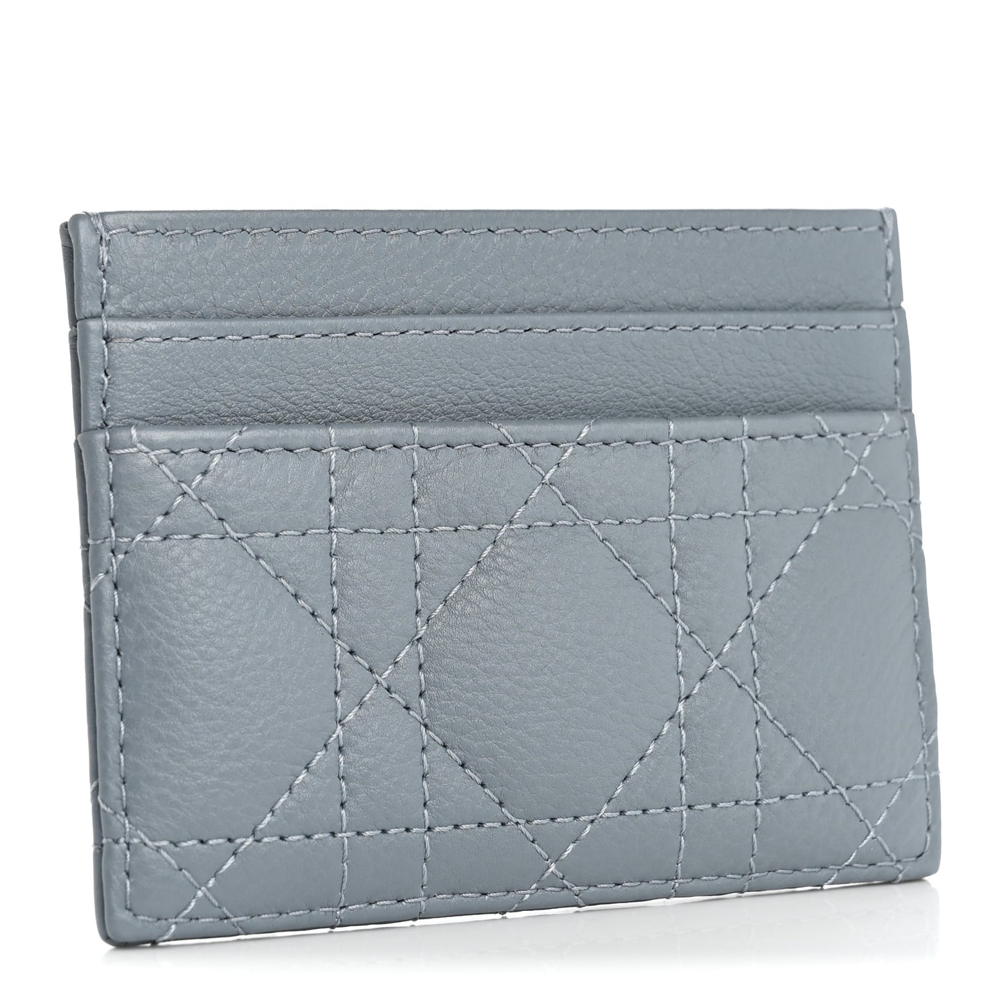 Supple Calfskin Cannage Caro Freesia Card Holder Cloud Blue