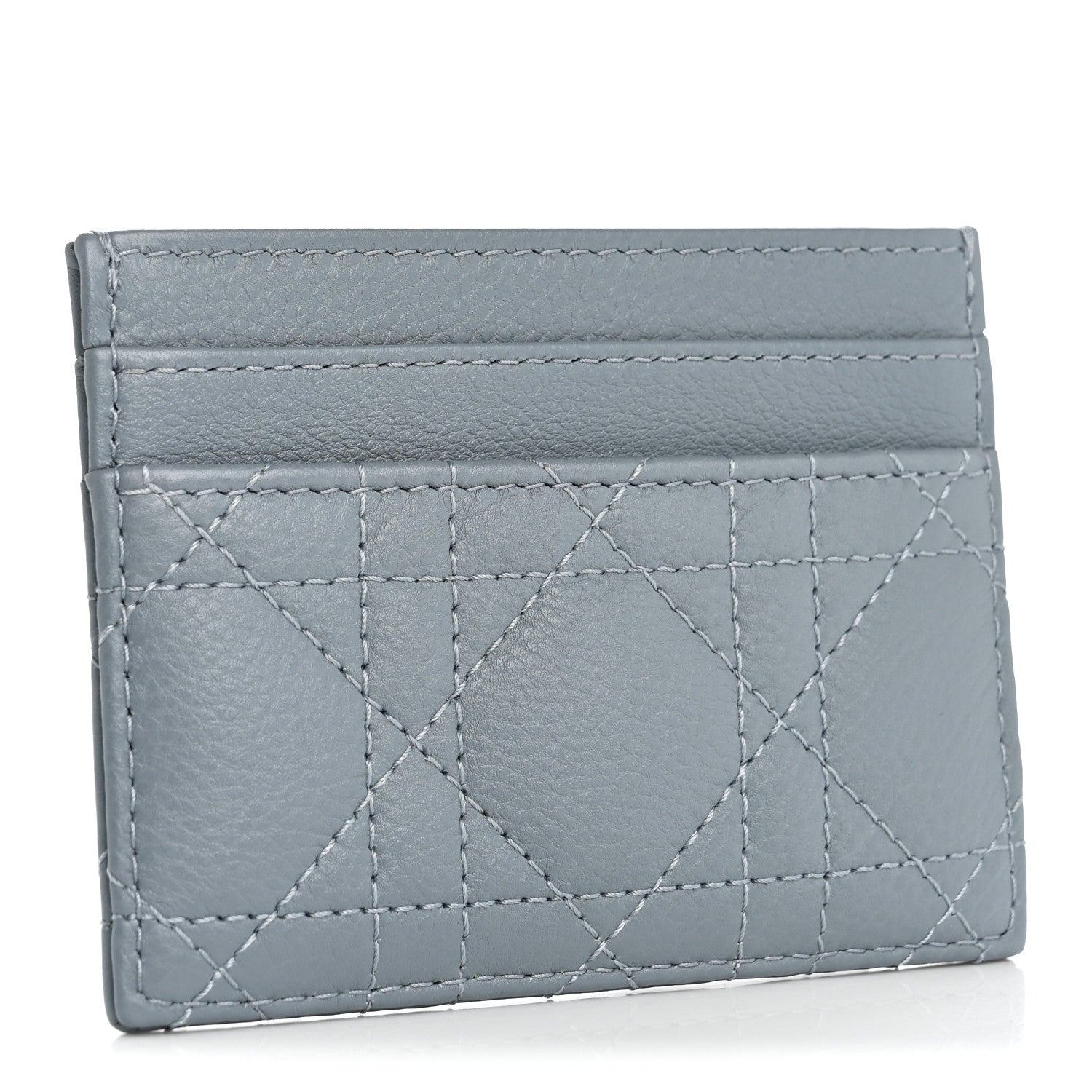 Christian Dior Supple Calfskin Cannage Caro Freesia Card Holder Cloud Blue 3 of 8