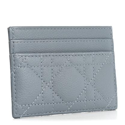 Christian Dior Supple Calfskin Cannage Caro Freesia Card Holder Cloud Blue 3 of 8