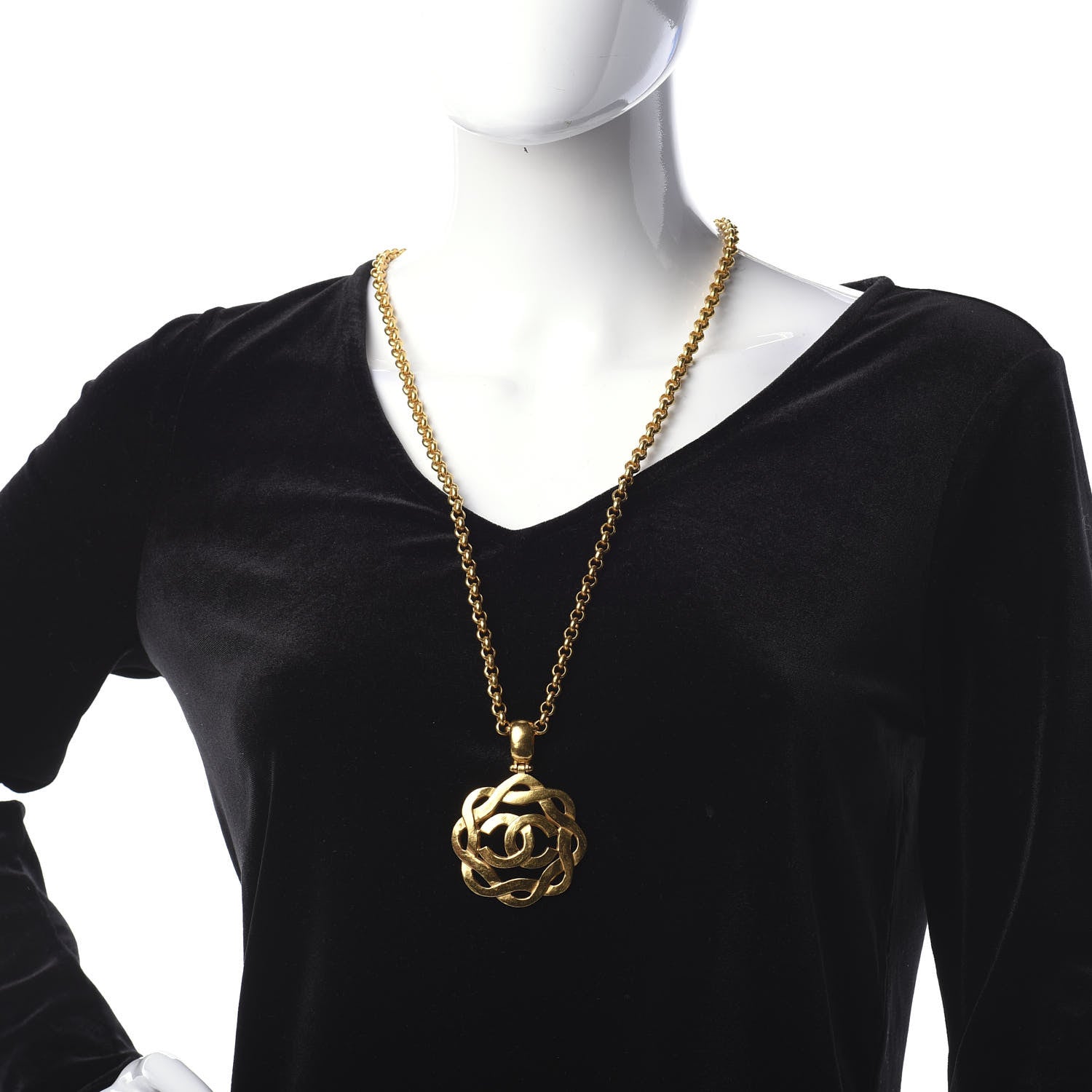 Chanel CC Chain Pendant Long Necklace Gold 2 of 5