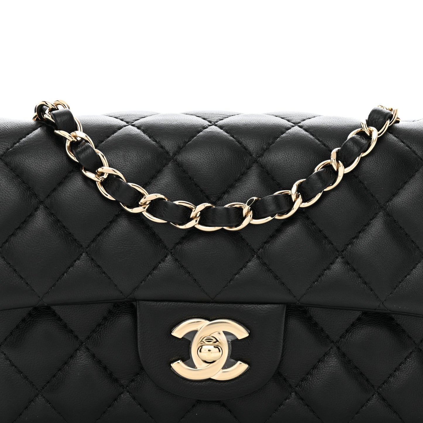 Lambskin Quilted Mini Rectangular Flap Black