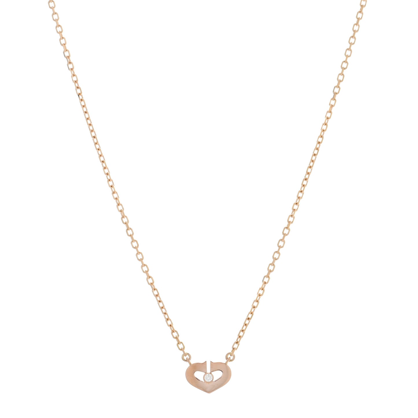 18K Pink Gold Diamond XS Hearts and Symbols Necklace