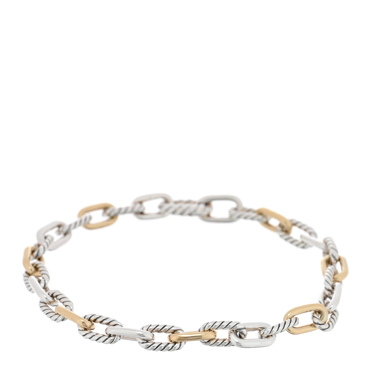 David Yurman Sterling Silver 18K Yellow Gold 5.5mm DY Madison Link Chain Bracelet 1 of 3