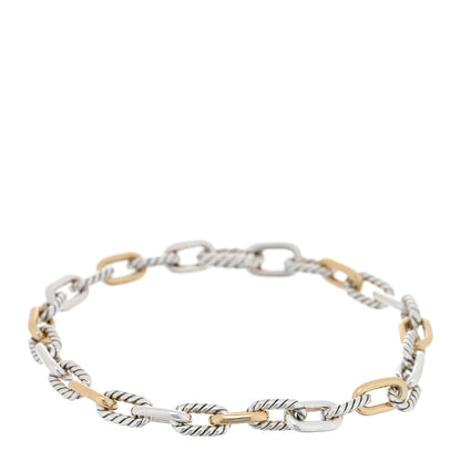 David Yurman Sterling Silver 18K Yellow Gold 5.5mm DY Madison Link Chain Bracelet 1 of 3
