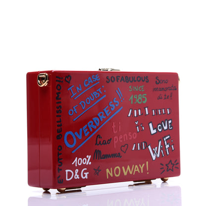 Dolce & Gabbana Acrylic Graffiti Printed Box Crossbody Bag Red 3 of 15