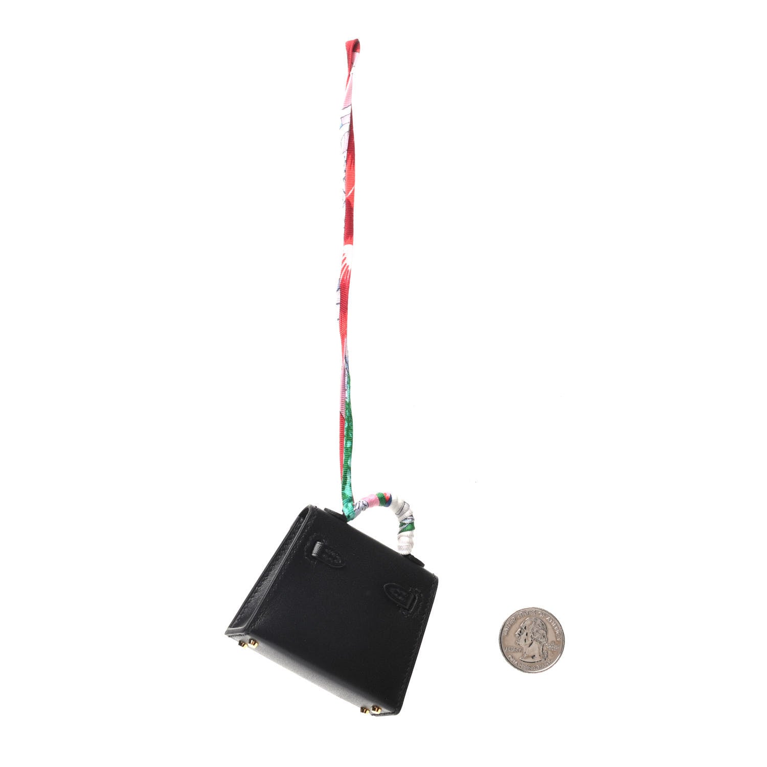 Hermes Tadelakt Mini Kelly Twilly Bag Charm Black 2 of 6