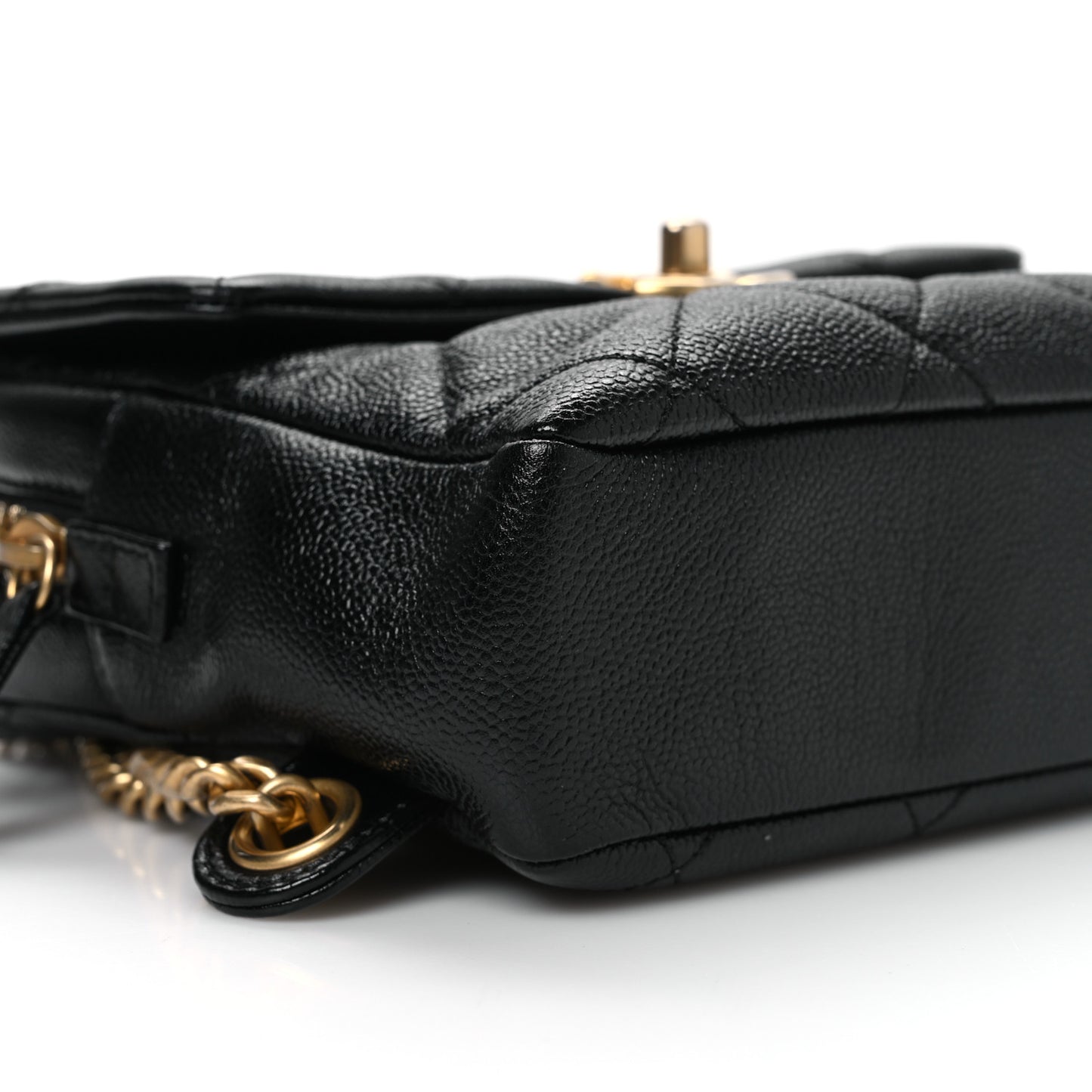Shiny Caviar Quilted Chain Melody Backpack Black