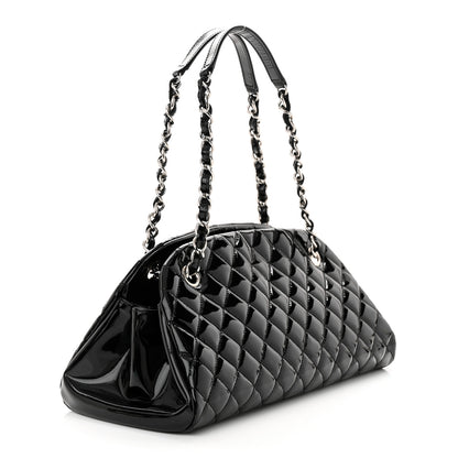 Chanel Patent Quilted Medium Just Mademoiselle Bowling Bag Black 3 of 12