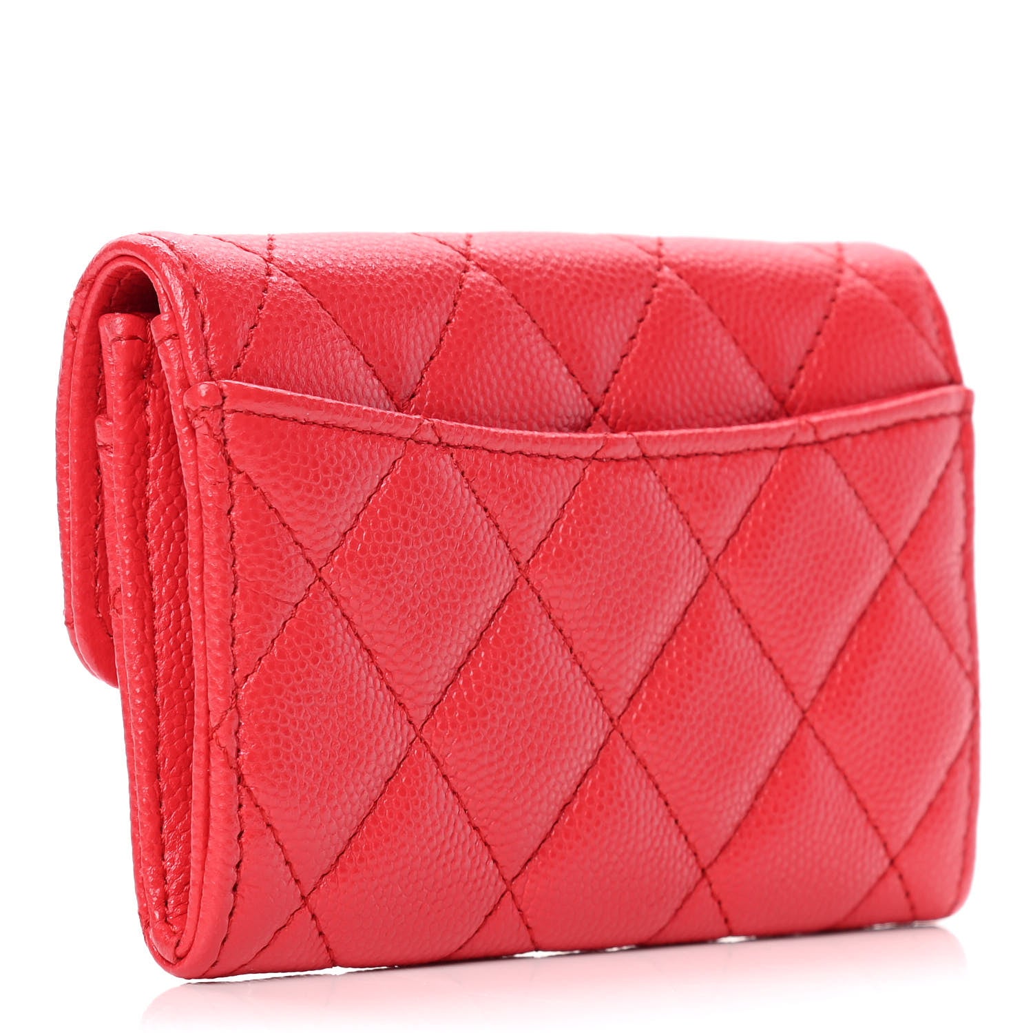 Chanel Caviar Quilted Flap Card Holder Wallet Red 2 of 4