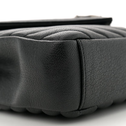 Saint Laurent Sheepskin Matelasse Chevron Monogram Medium College Bag Black 9 of 11