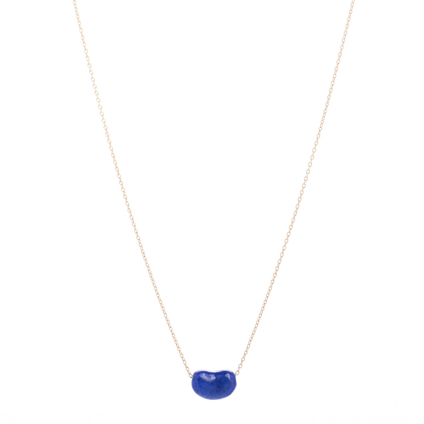 18K Yellow Gold Lapis Lazuli Elsa Peretti Bean Pendant Necklace