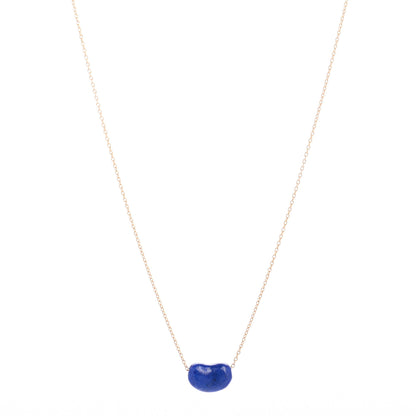 Tiffany 18K Yellow Gold Lapis Lazuli Elsa Peretti Bean Pendant Necklace 1 of 4