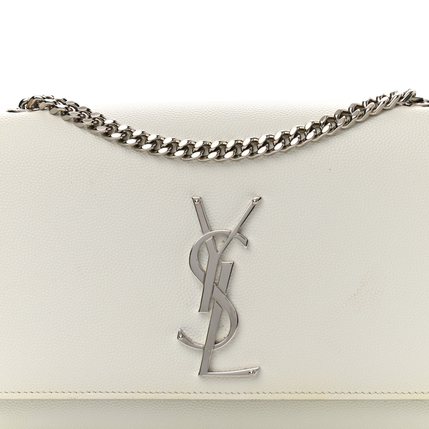 Saint Laurent Grain De Poudre Small Monogram Kate Satchel Icy White 6 of 10