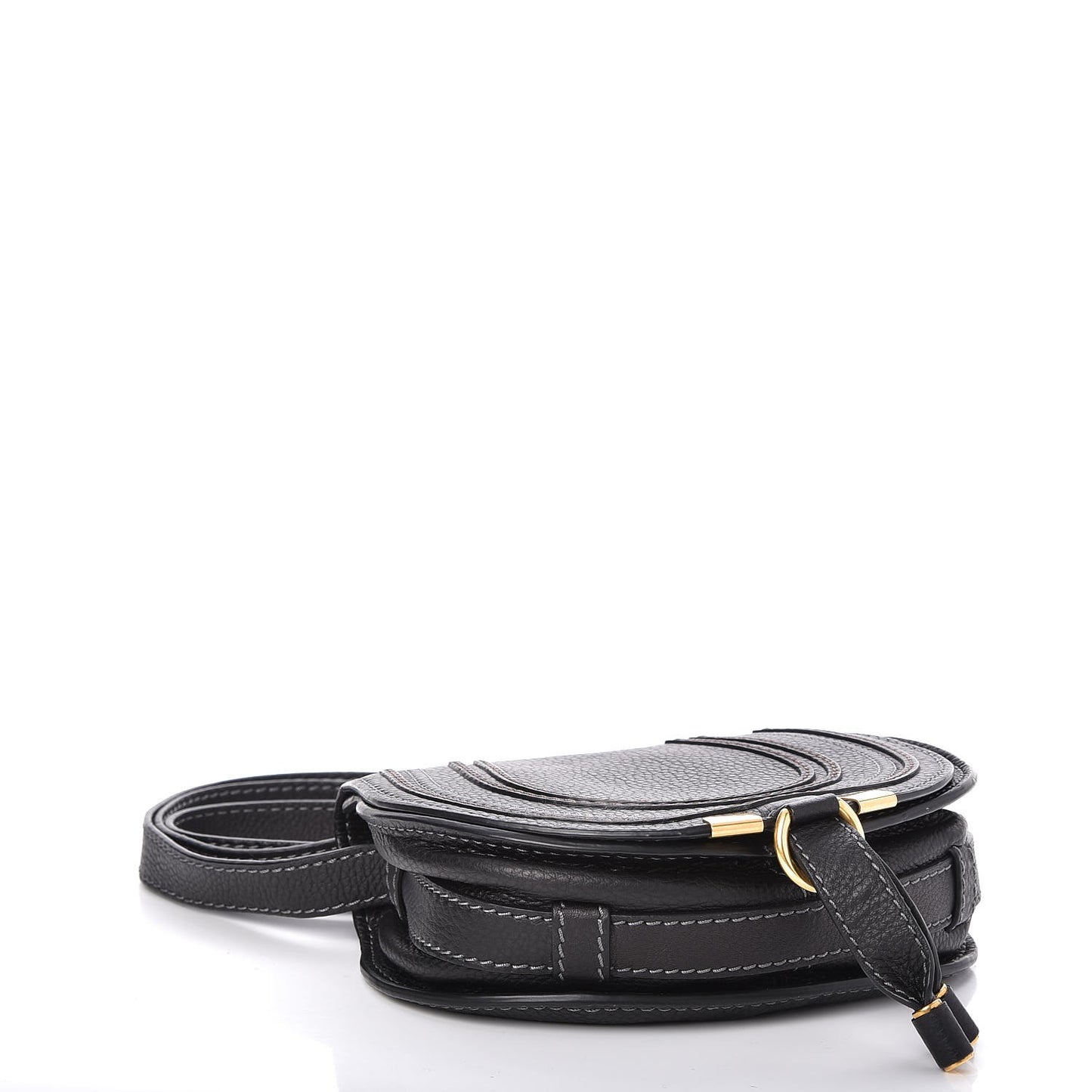 Calfskin Mini Marcie Round Crossbody Bag Black