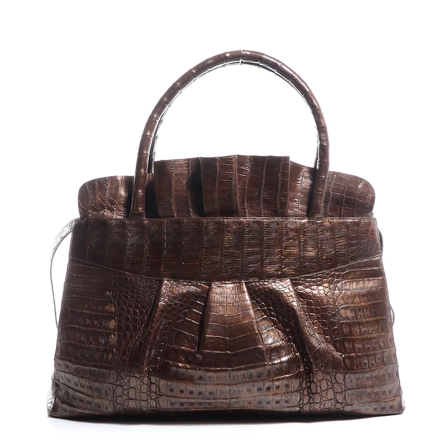 Crocodile Ruffled Medium Tote Chocolate
