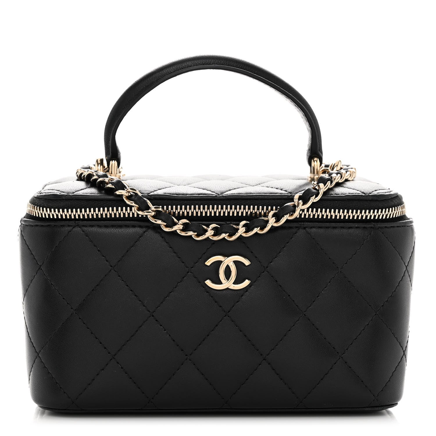 Chanel Lambskin Quilted Small Top Handle Vanity Case With Chain Black 1 of 11