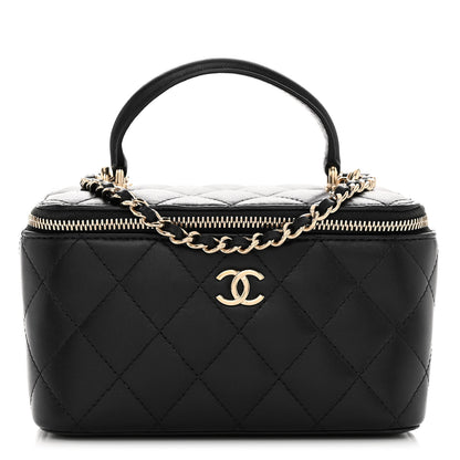 Chanel Lambskin Quilted Small Top Handle Vanity Case With Chain Black 1 of 11