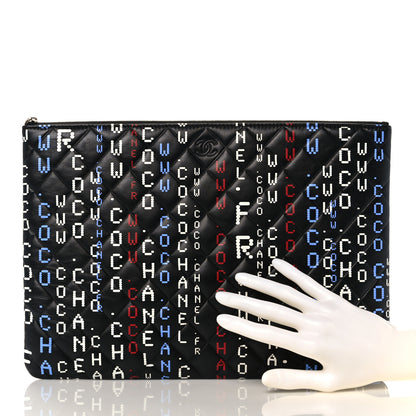 Chanel Lambskin Quilted Large Data Center Cosmetic Case Black 2 of 10