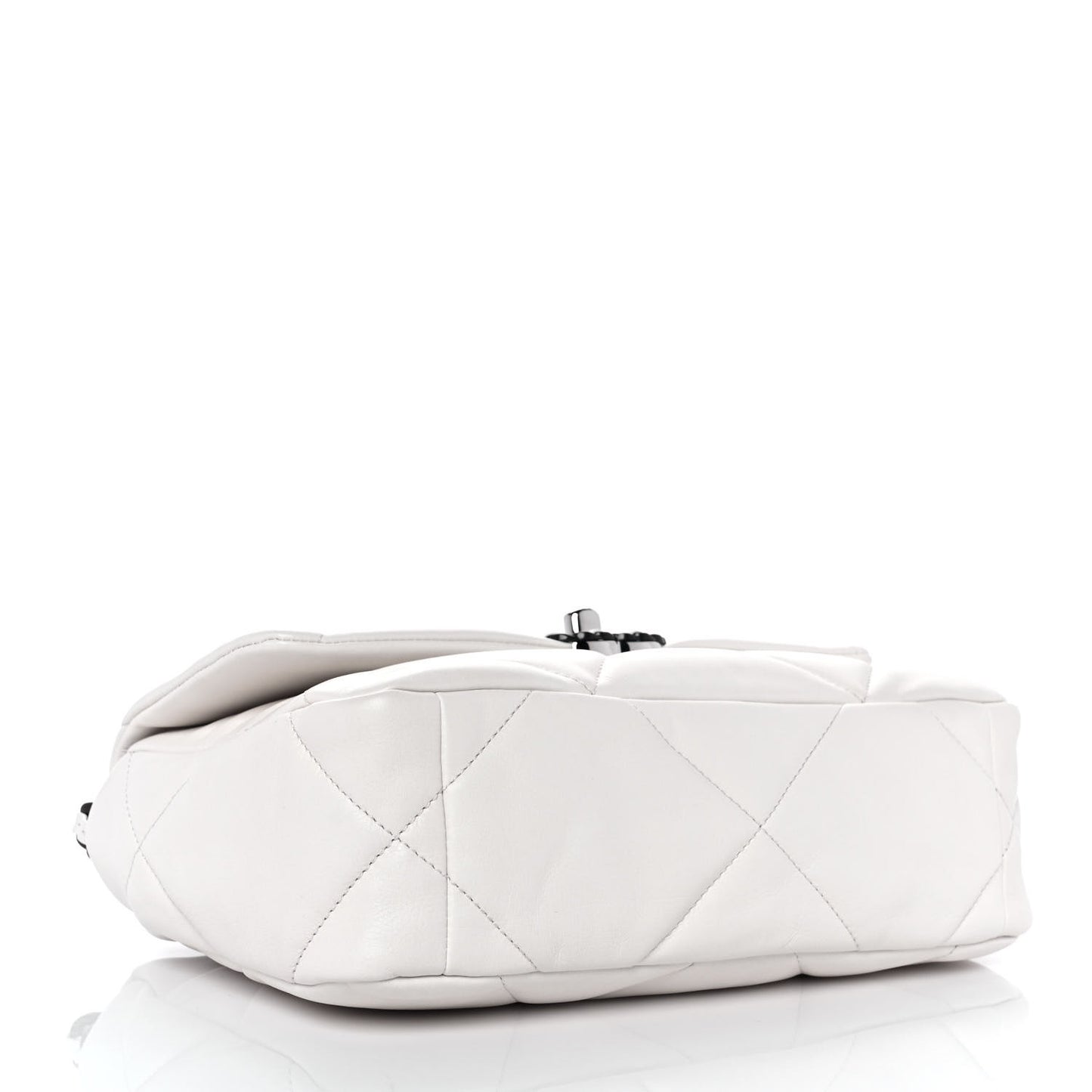 Glossy Calfskin Quilted Medium Chanel 19 Flap White Black