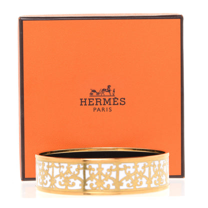 Hermes Enamel Printed Wide Balcons du Guadalquivir Bracelet 62 Gold 6 of 6