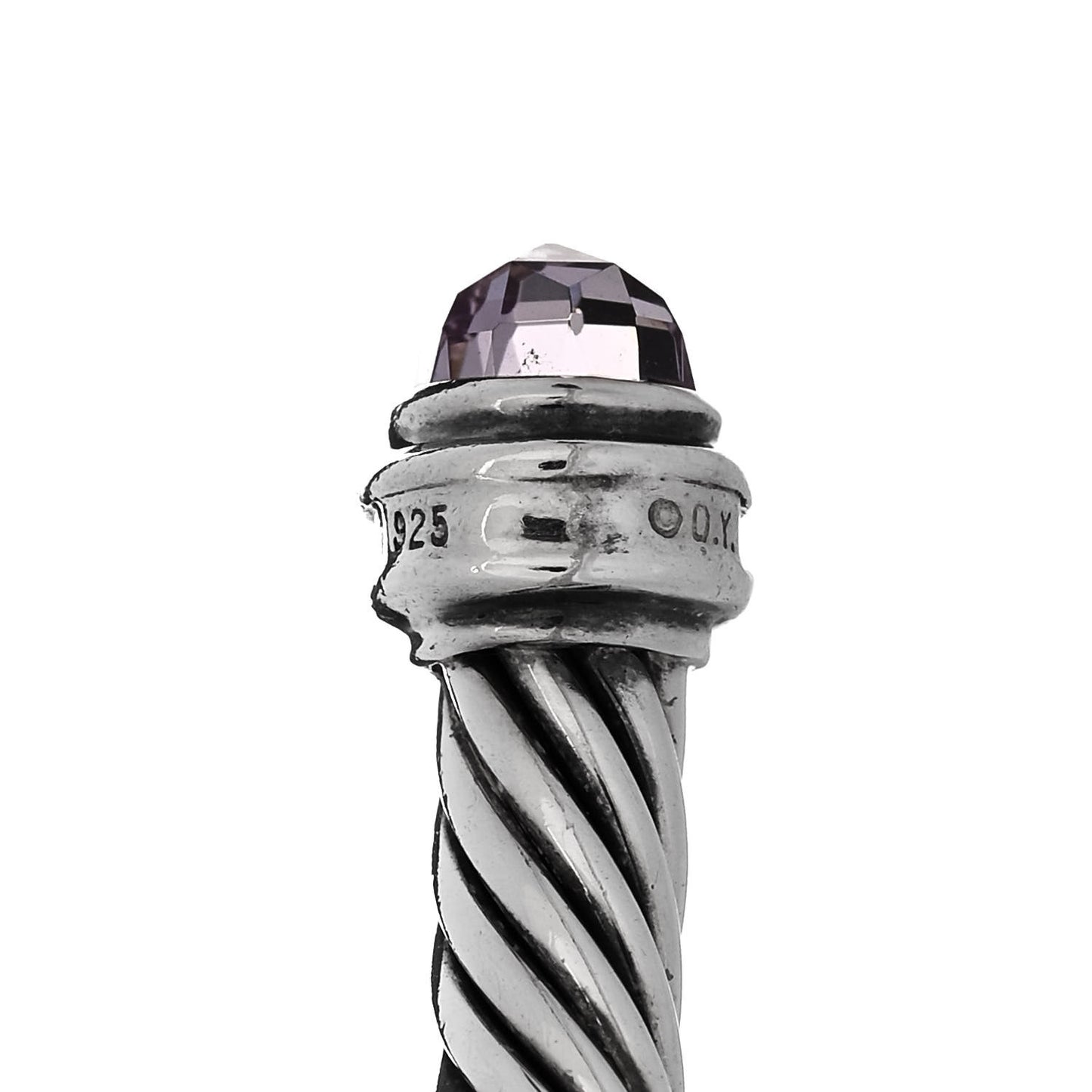 Sterling Silver Diamond Amethyst 5mm Cable Classics Princess Bracelet