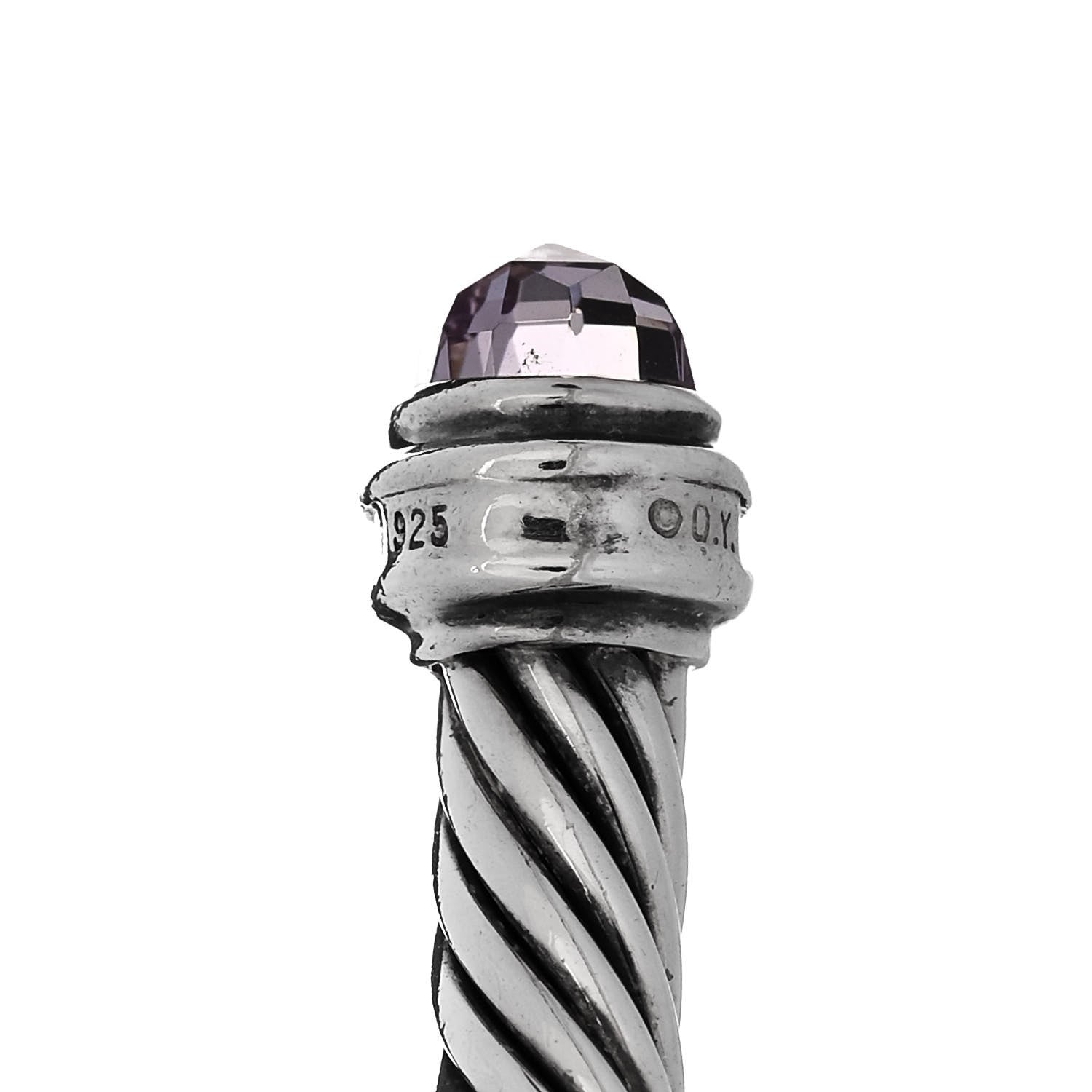 David Yurman Sterling Silver Diamond Amethyst 5mm Cable Classics Princess Bracelet 3 of 3