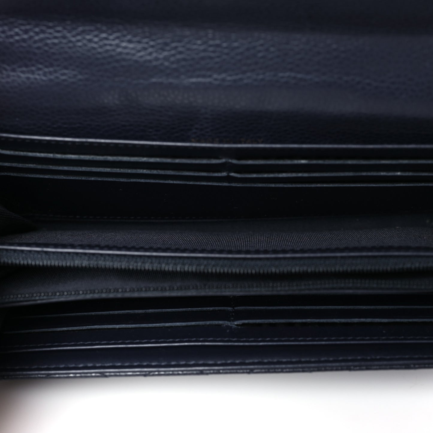 Caviar Quilted Large Gusset Flap Wallet Navy
