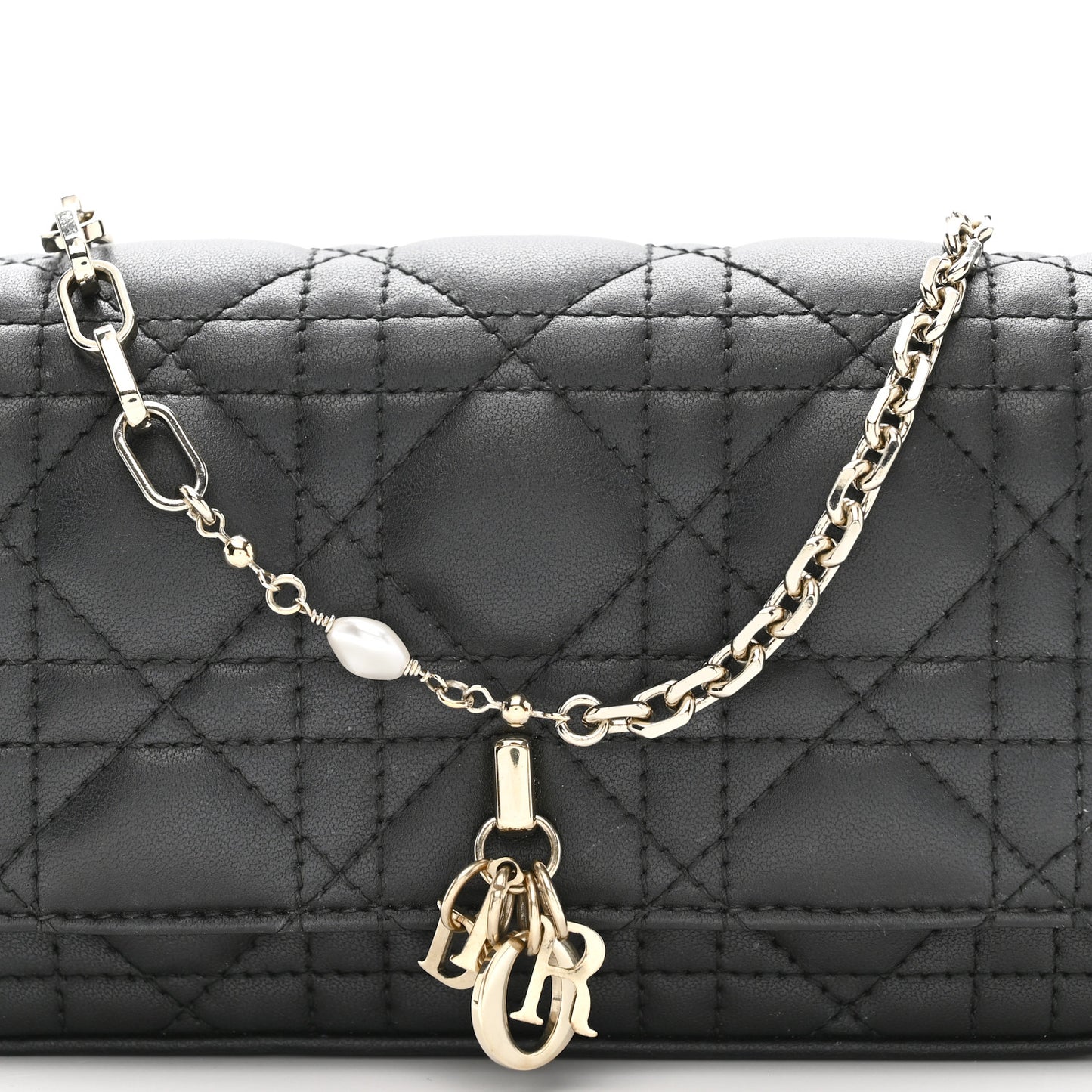 Lambskin Cannage Dior Talk Phone Pouch Black