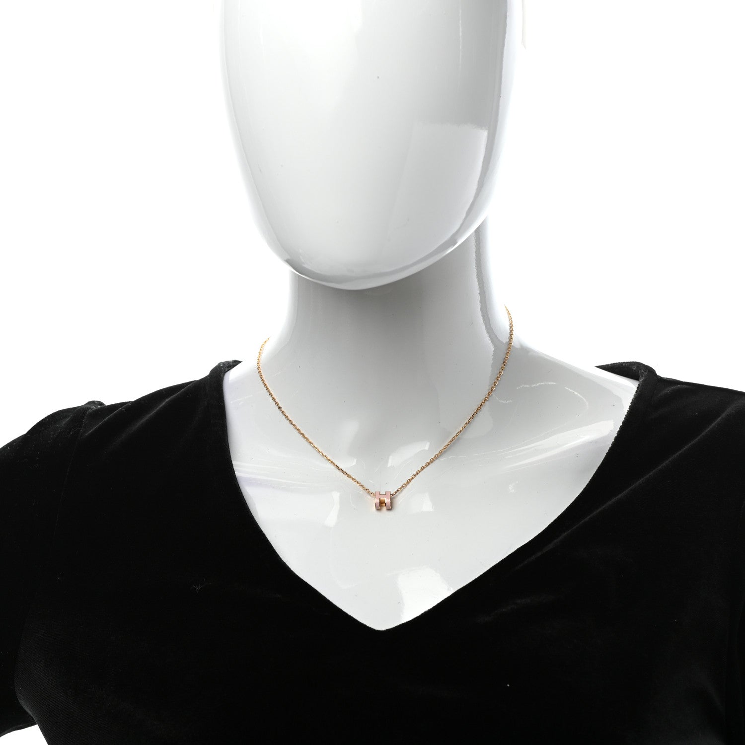 Hermes Lacquered Gold Mini Pop H Pendant Necklace Rose Dragee 2 of 6